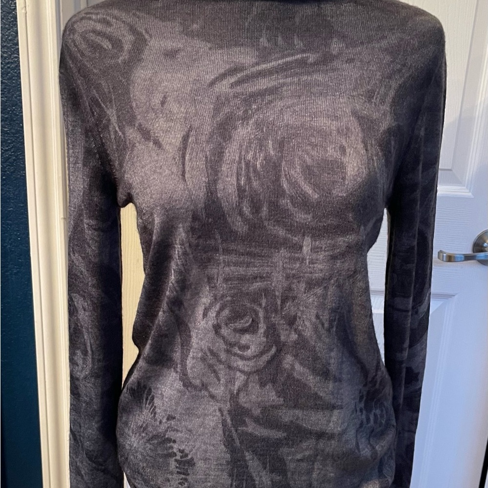 Avant Toi Cashmere Silk Floral Grey  Turtleneck S - Picture 4 of 9